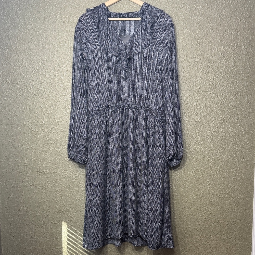 NWT JONES NEW YORK CHEVRON PRINT LONG SLEEVE DRESS